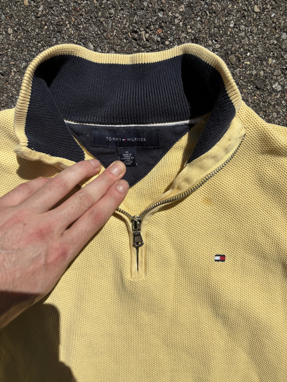 Tommy Hilfiger yellow quarter-zip sweater